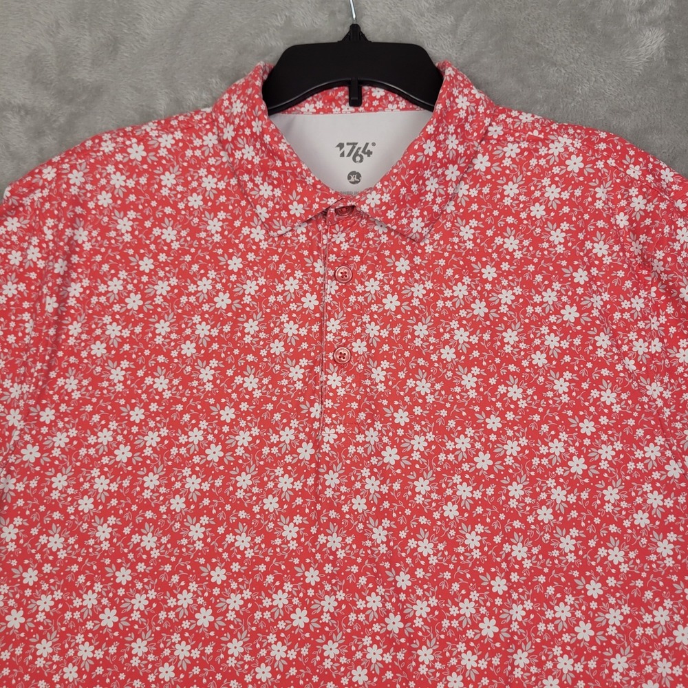 1764 Signature Golf Polo Mens Size XL Pink Floral Short Sleeve Performance